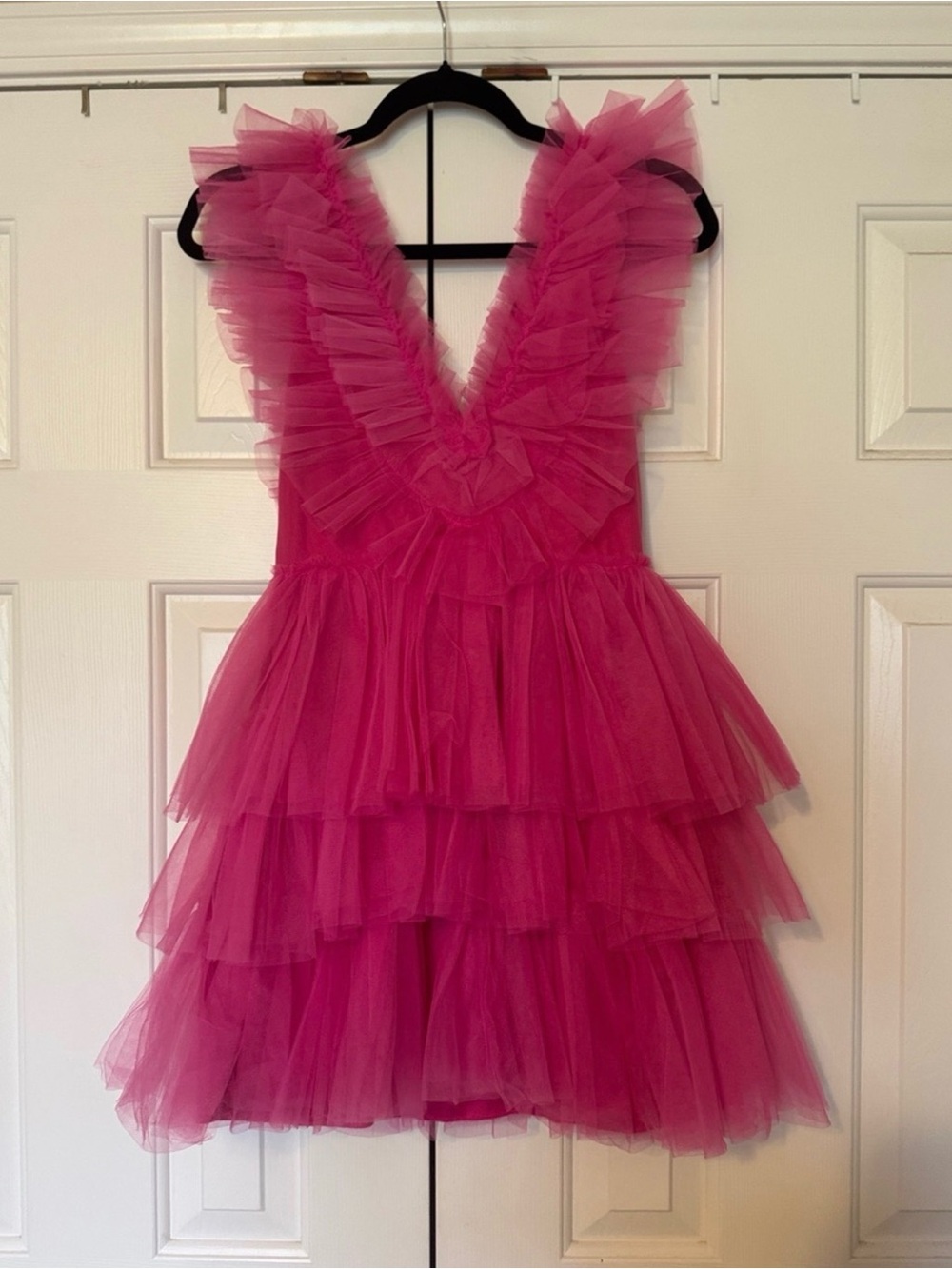 MARBLE Hot Pink Layered Tulle Ruffle Dress for Women